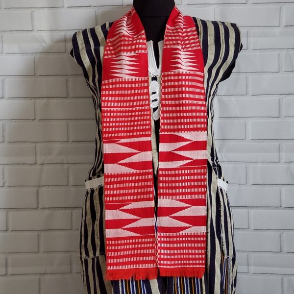 Red and White Kente Stoles