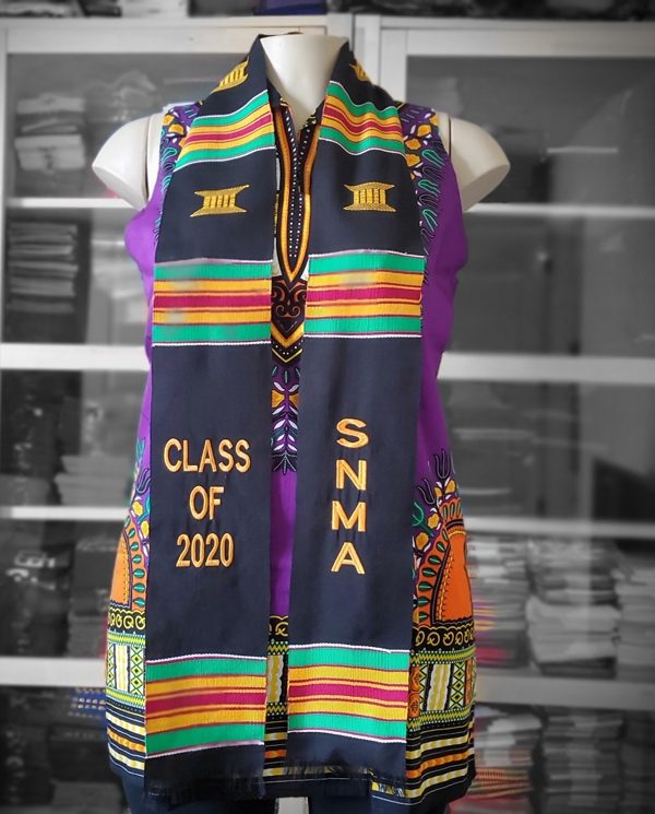 Custom Graduation Kente Stole Cloth in Black.......