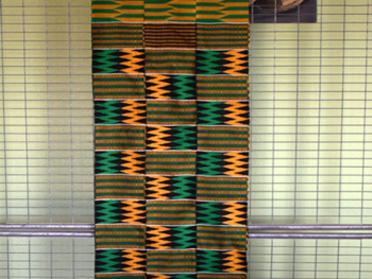 Kente Cloth Fabric; Golden Yellow, Green, Blue, Green