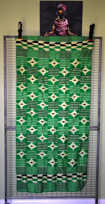 Green and Off White Kente Piece 9 Strips