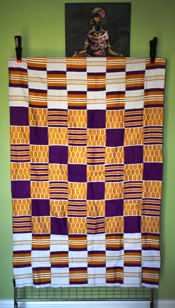 Purple Old Gold and White Kente Piece