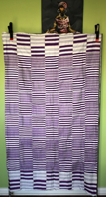 White and Purple Lines Kente Piece 5 Strips