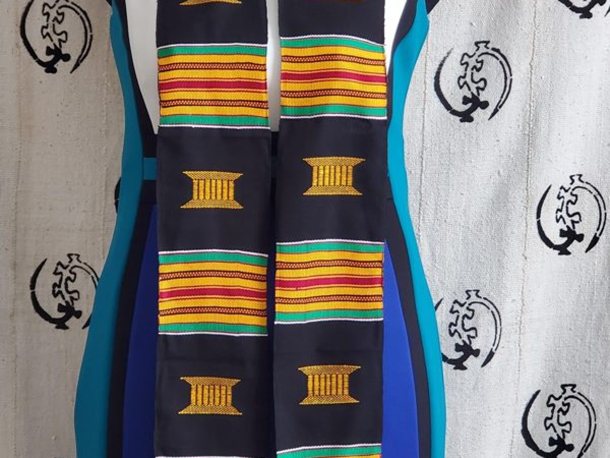 Ashanti Kente Cloth Ghana African Scarf Stole Handwoven Textile