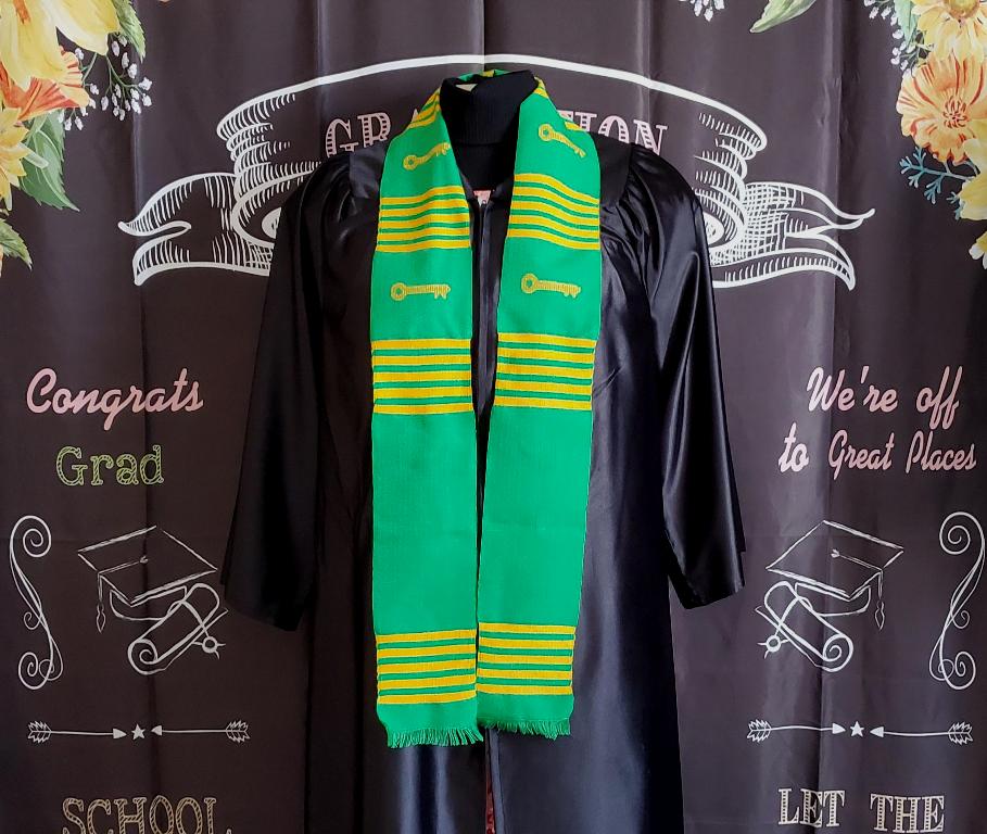 Custom Green and Gold Kente Stoles