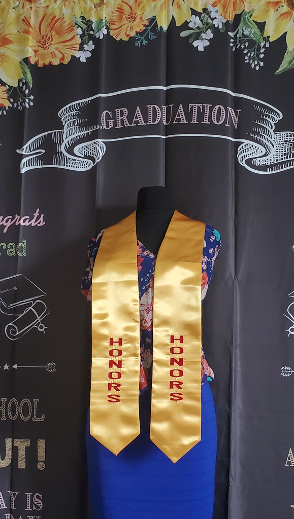 HONORS Satin Gold Graduation Scarves