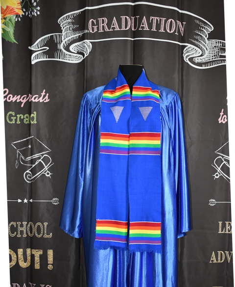 LGBT Graduation Custom Kente Blue BLANK