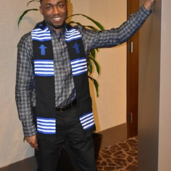 Black and Blue and White  Kente Stole Cross