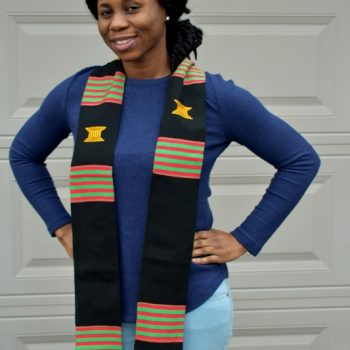 Black with Red and Green Kente Stole