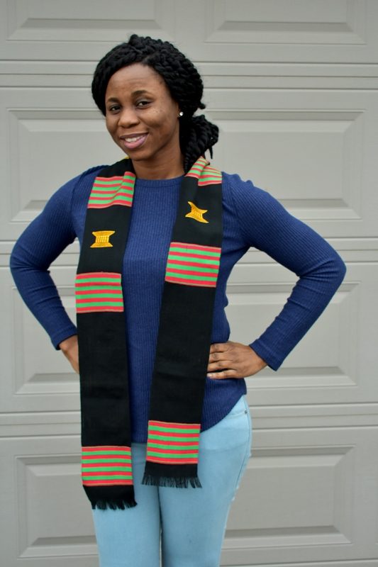 Black with Red and Green Kente Stole