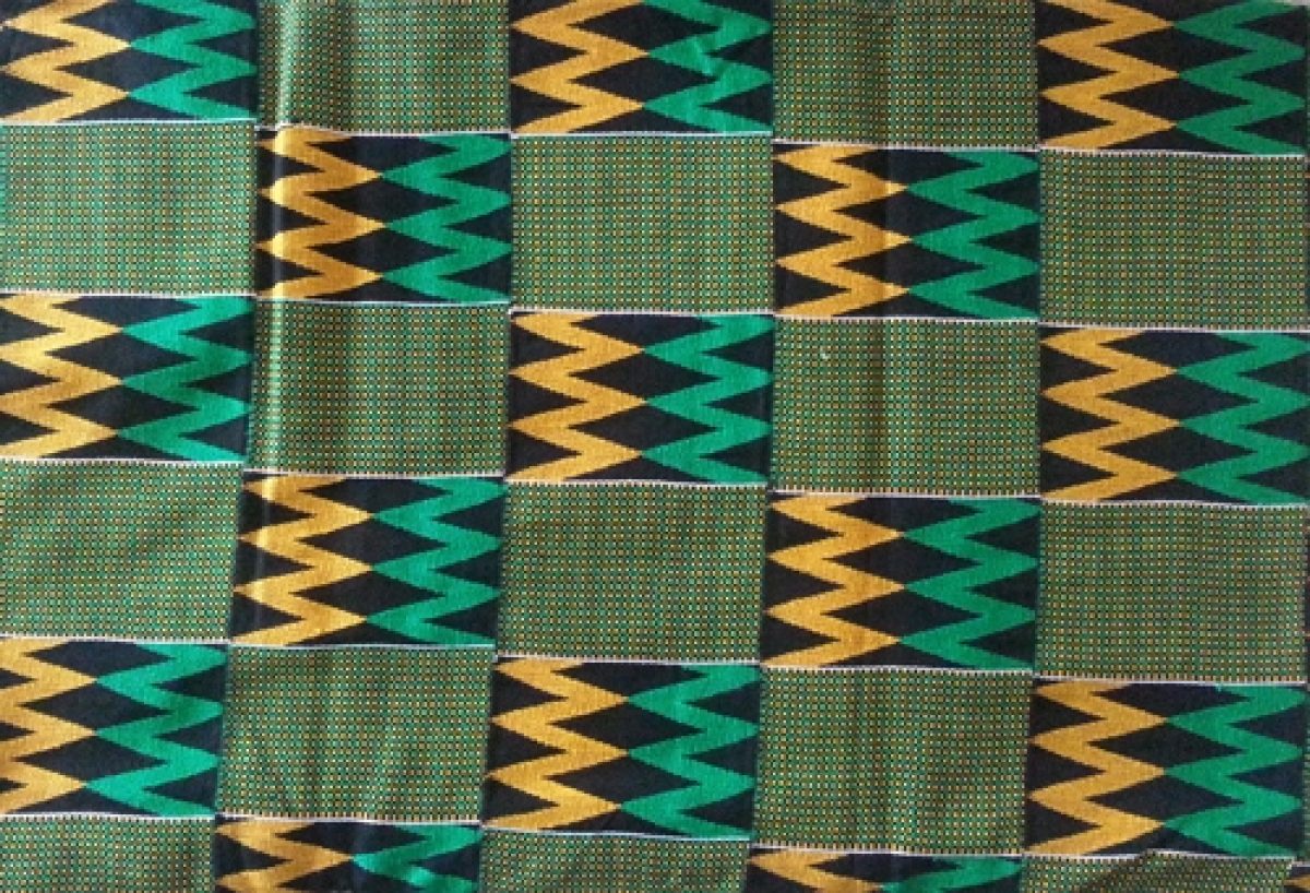 Traditional Double Weave Premium Handwoven Kente Cloth (green) at   Women's Clothing store