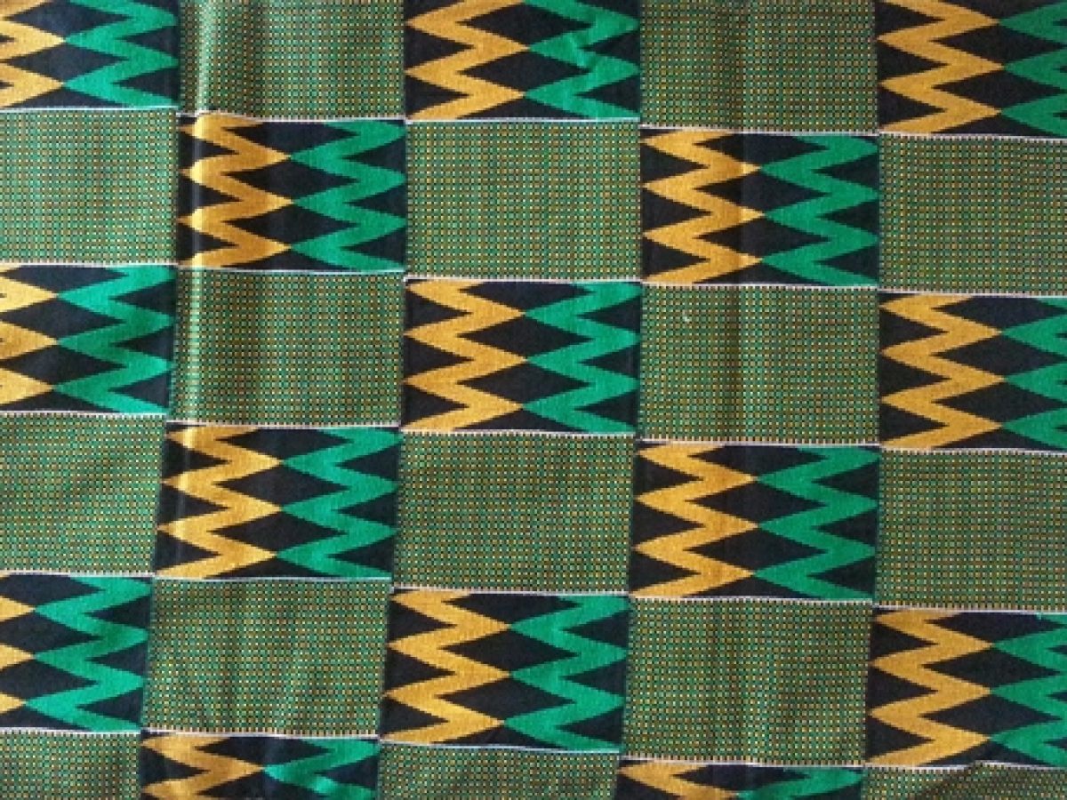 Traditional Double Weave Premium Handwoven Kente Cloth (green)