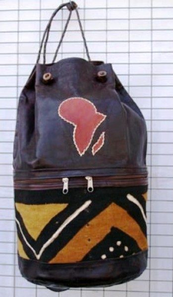 Leather Bags Mudcloth Brown Africa
